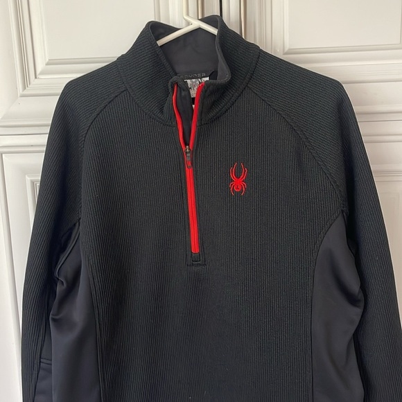 Spyder men’s Sweater 1/4 Zip Pullover Fleece Lined black size large - Picture 5 of 14